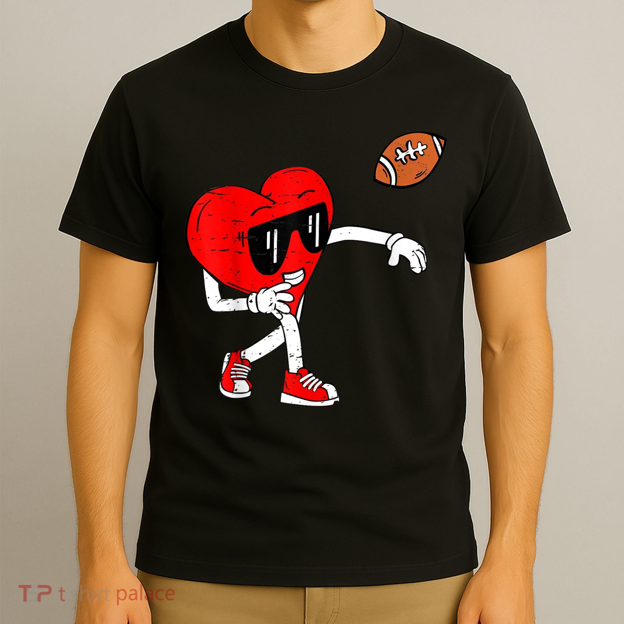 Heart American Football Valentines Day T-Shirt