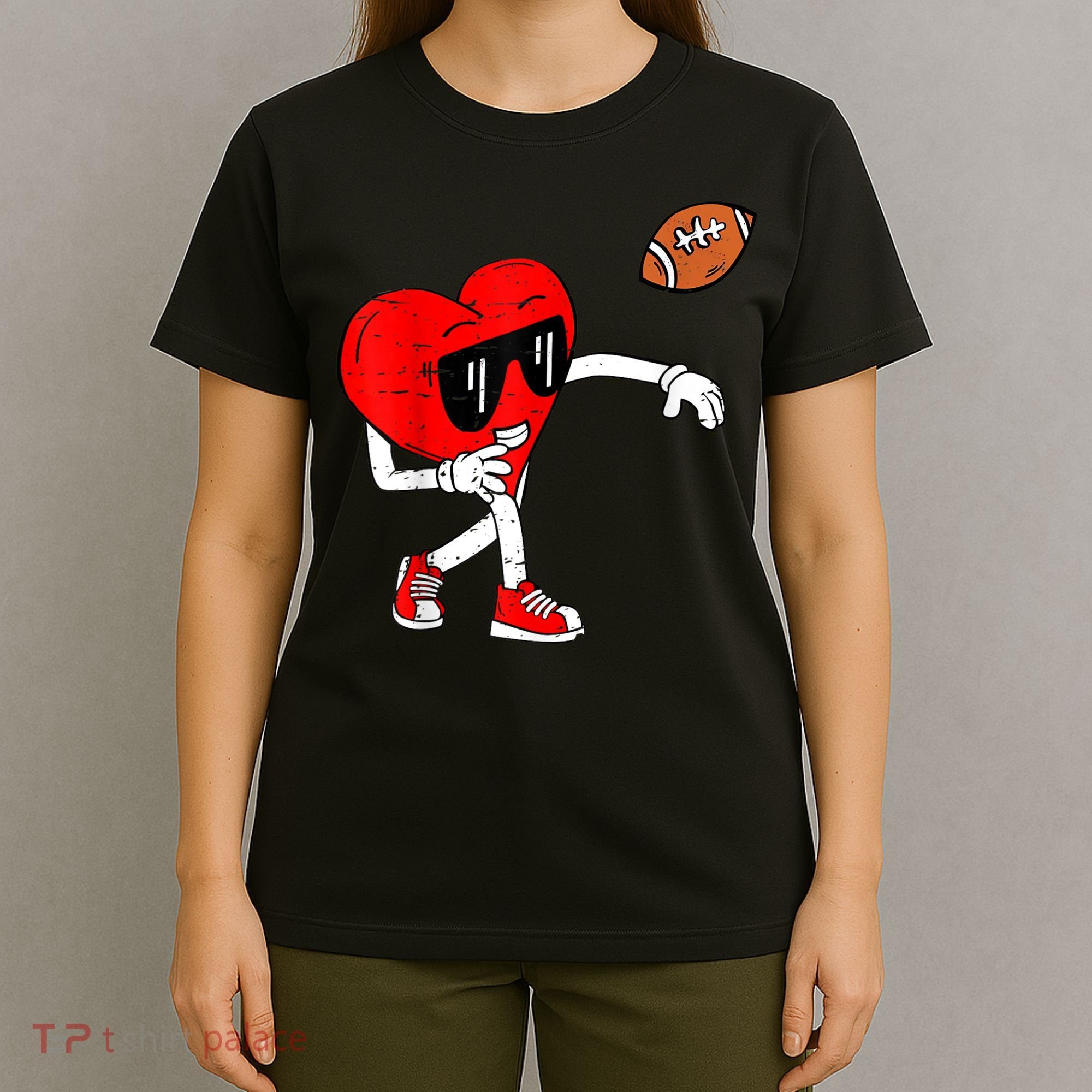 Heart American Football Valentines Day T-Shirt