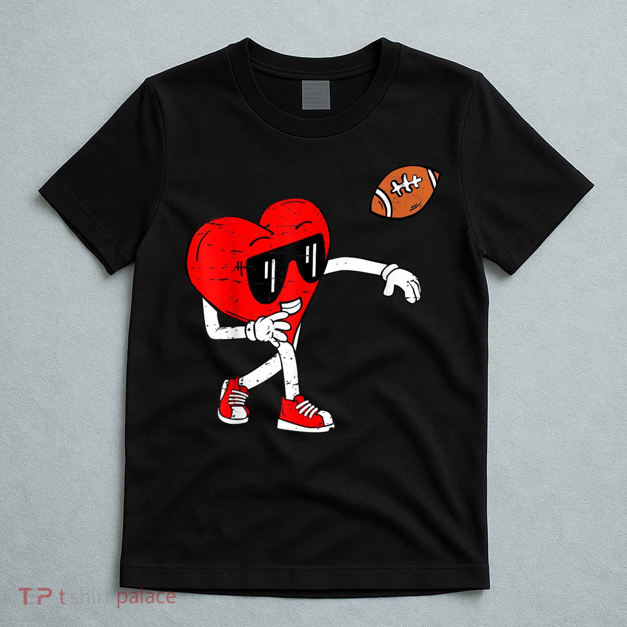 Heart American Football Valentines Day T-Shirt