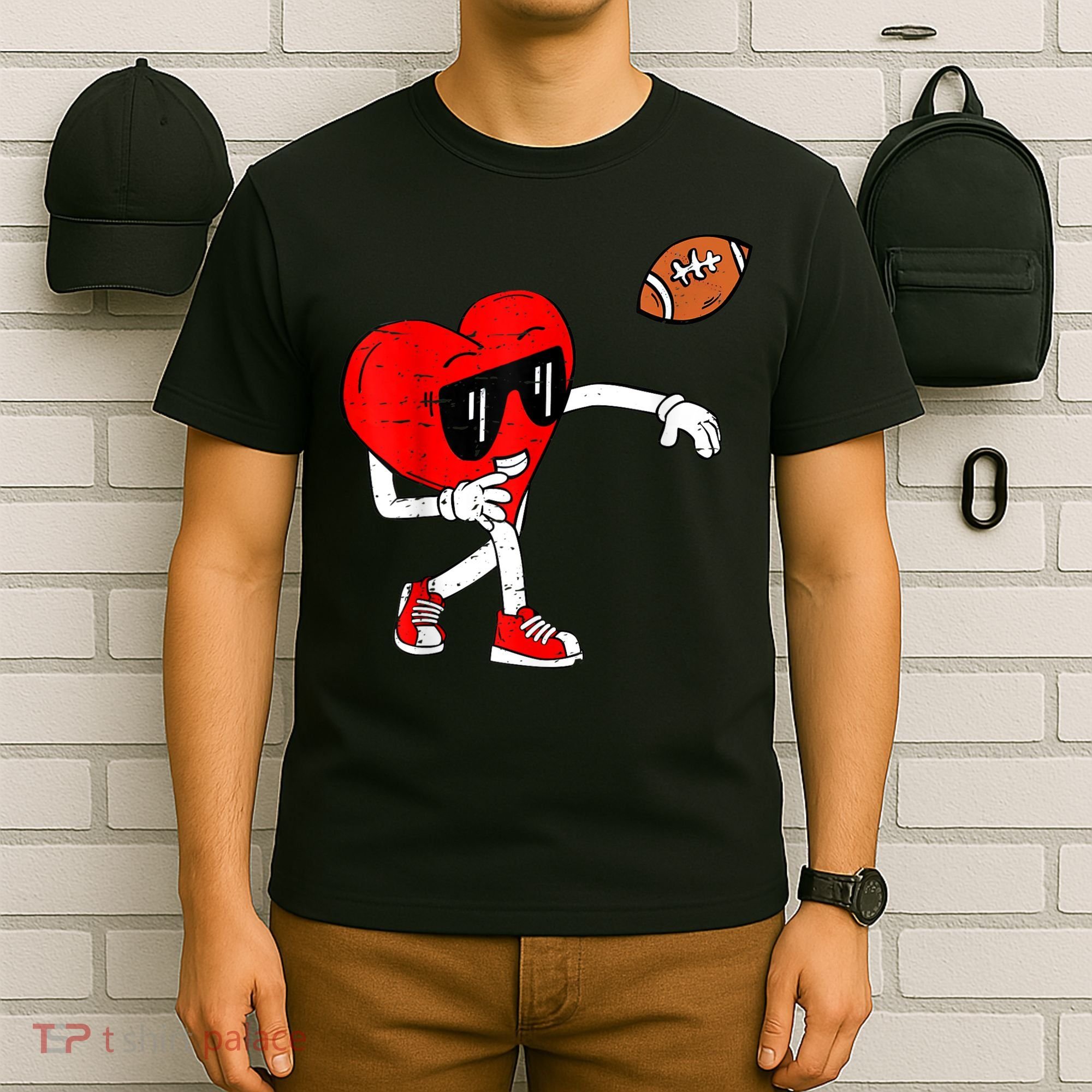 Heart American Football Valentines Day T-Shirt