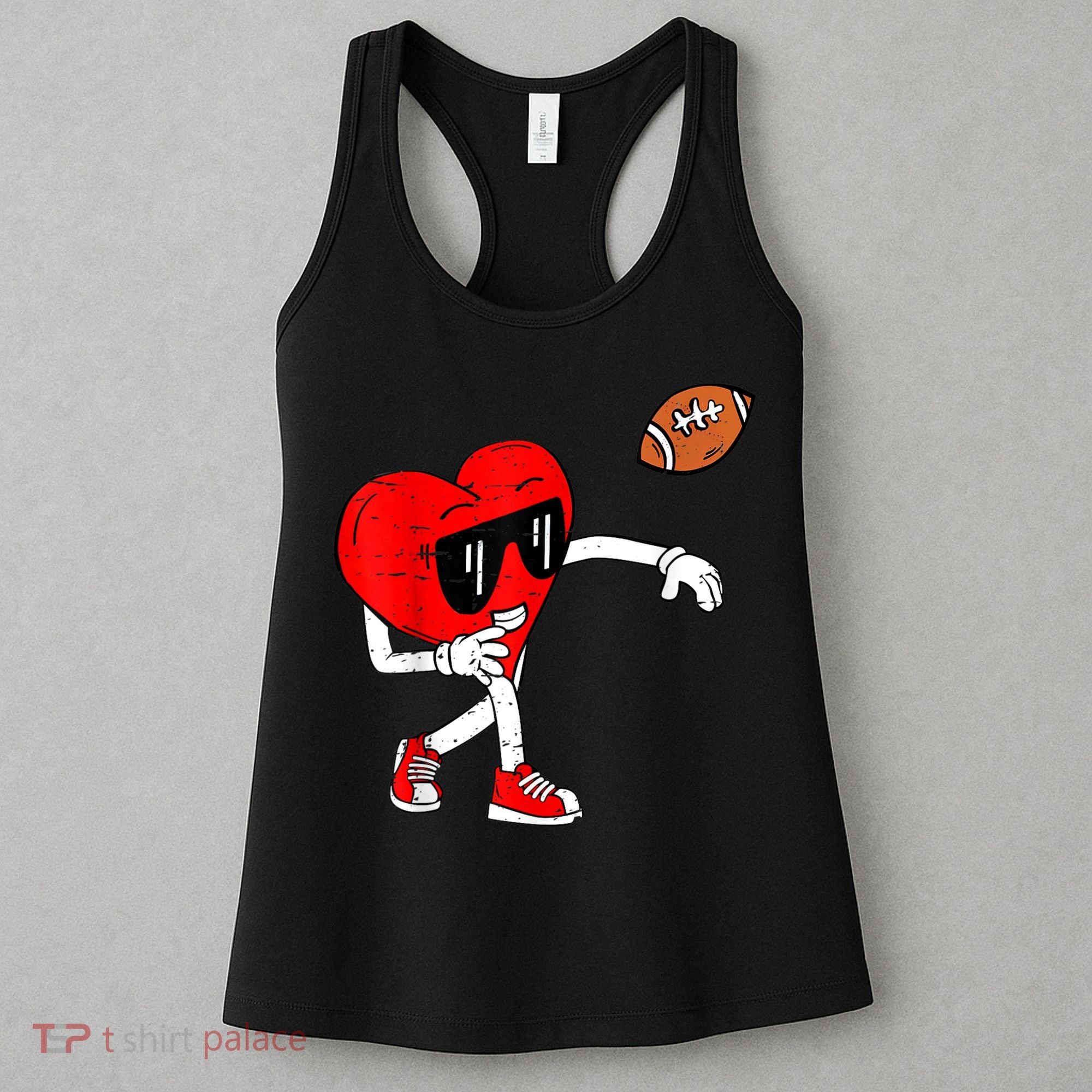 Heart American Football Valentines Day Women's Tank Top
