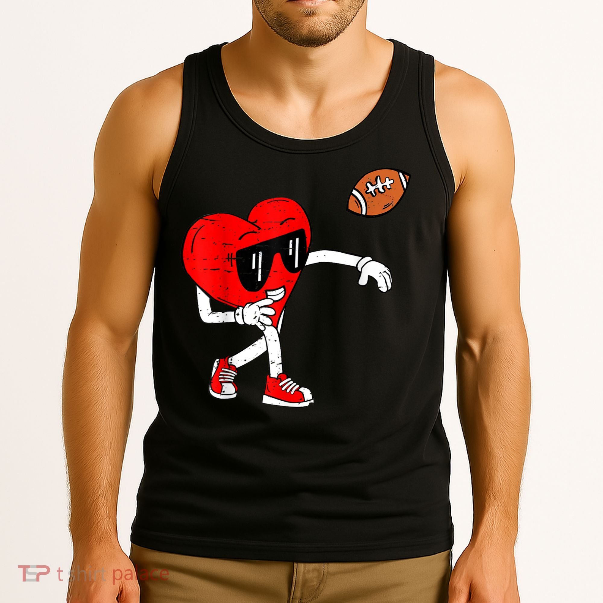 Heart American Football Valentines Day Tank Top