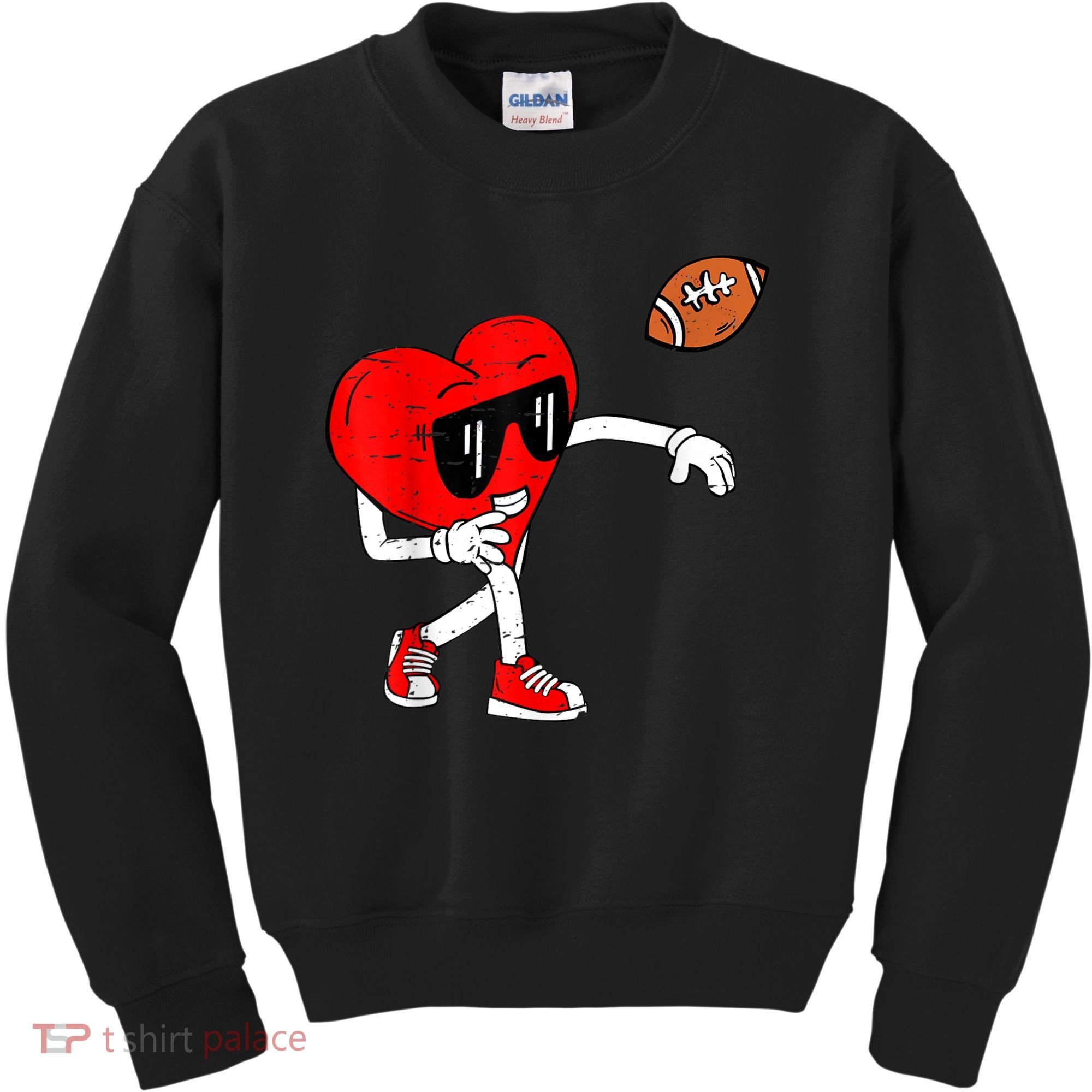 Heart American Football Valentines Day Kids Sweatshirt