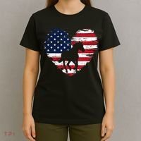 Horse American Flag Heart 4th of July USA Patriotic Pride T-Shirt thumb 4