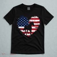 Horse American Flag Heart 4th of July USA Patriotic Pride T-Shirt thumb 5