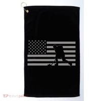 Hockey American Flag Hockey Golf Towel thumb 0