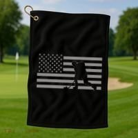 Hockey American Flag Hockey Golf Towel thumb 1