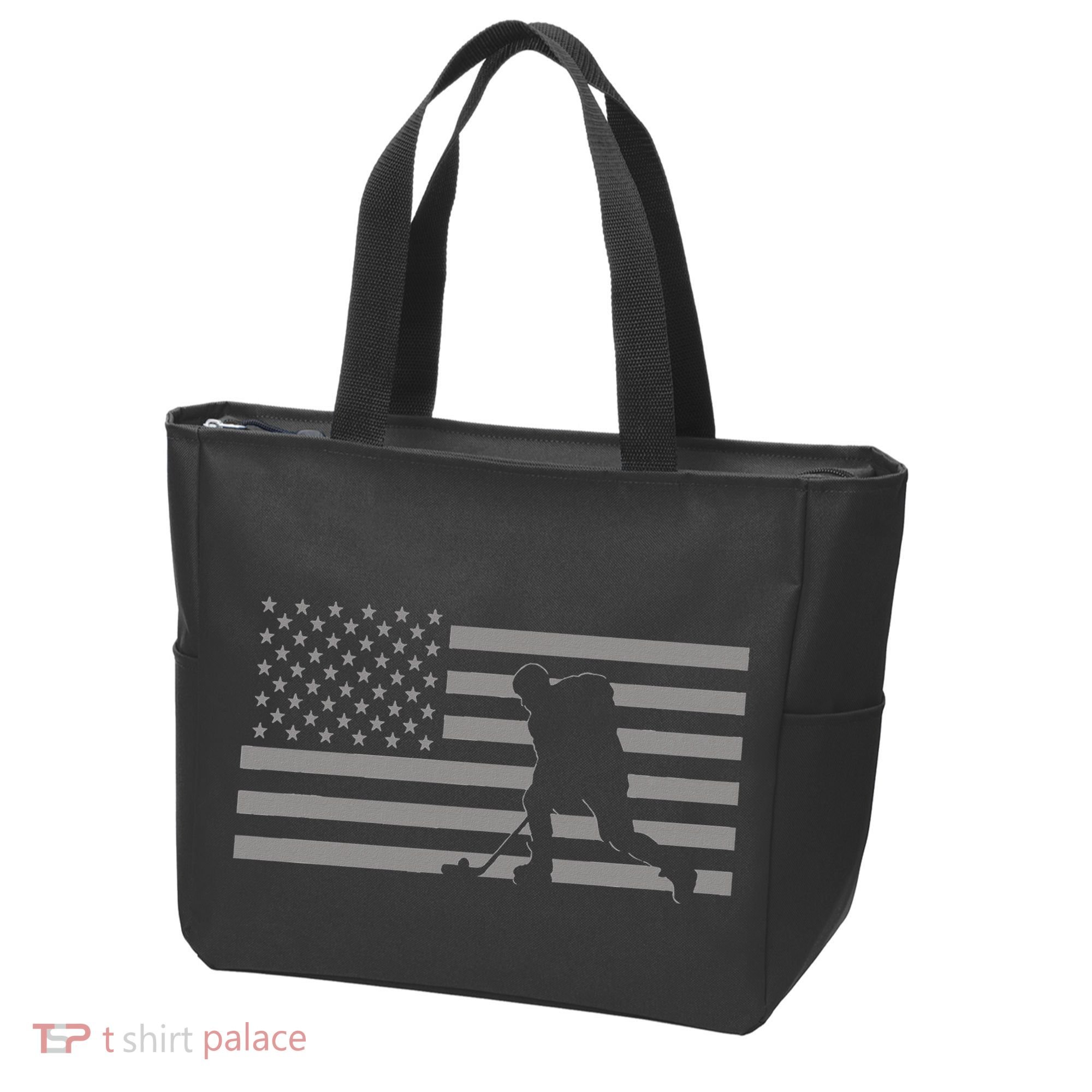 Hockey American Flag Hockey Tote Bag