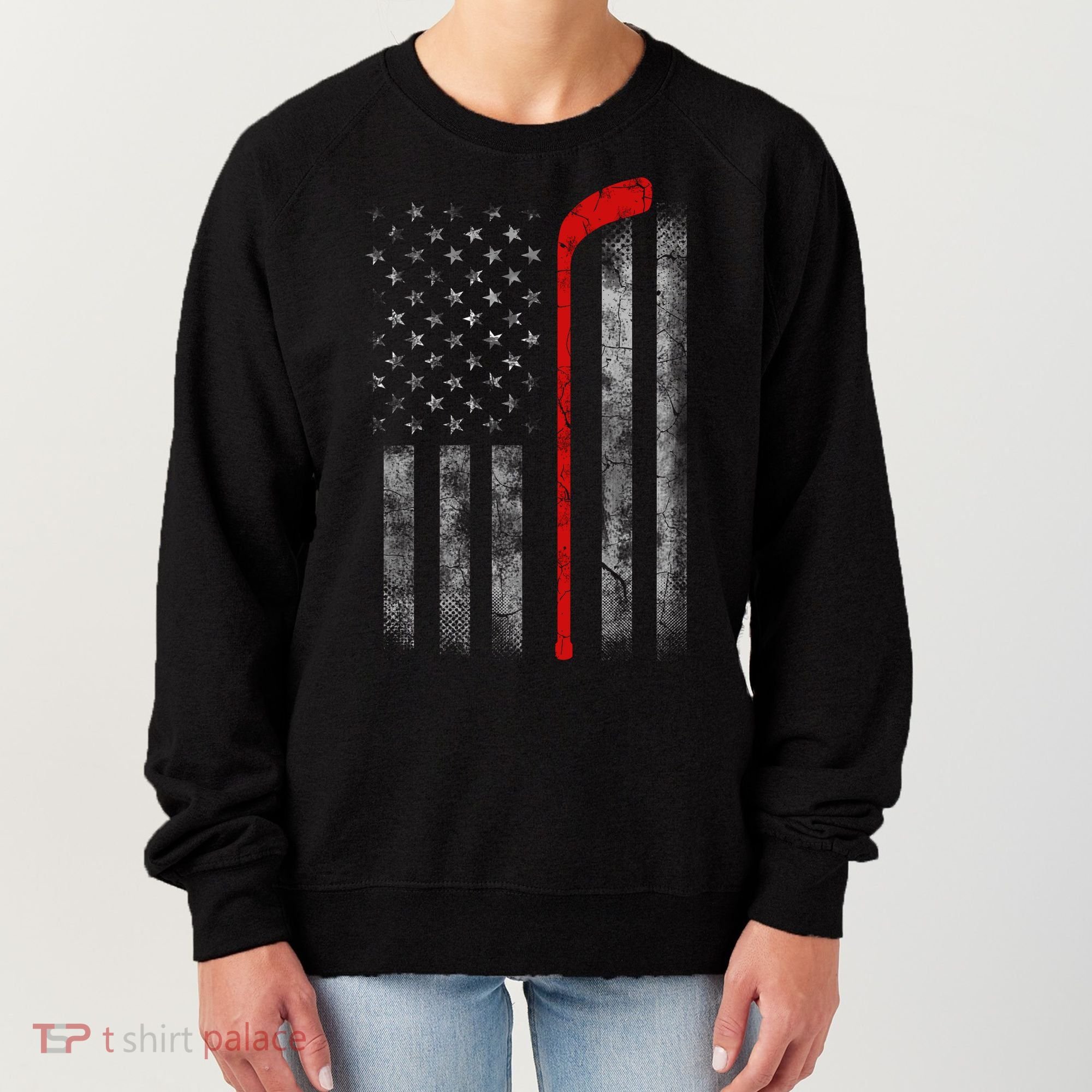 Hockey American Flag Women's Sweatshirt