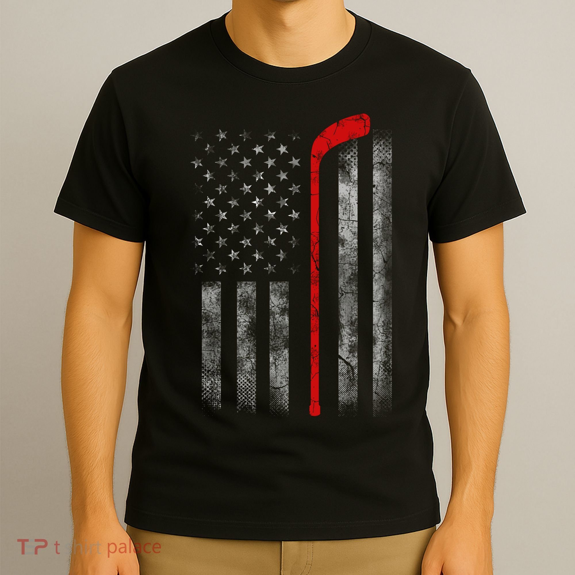 Hockey American Flag T-Shirt