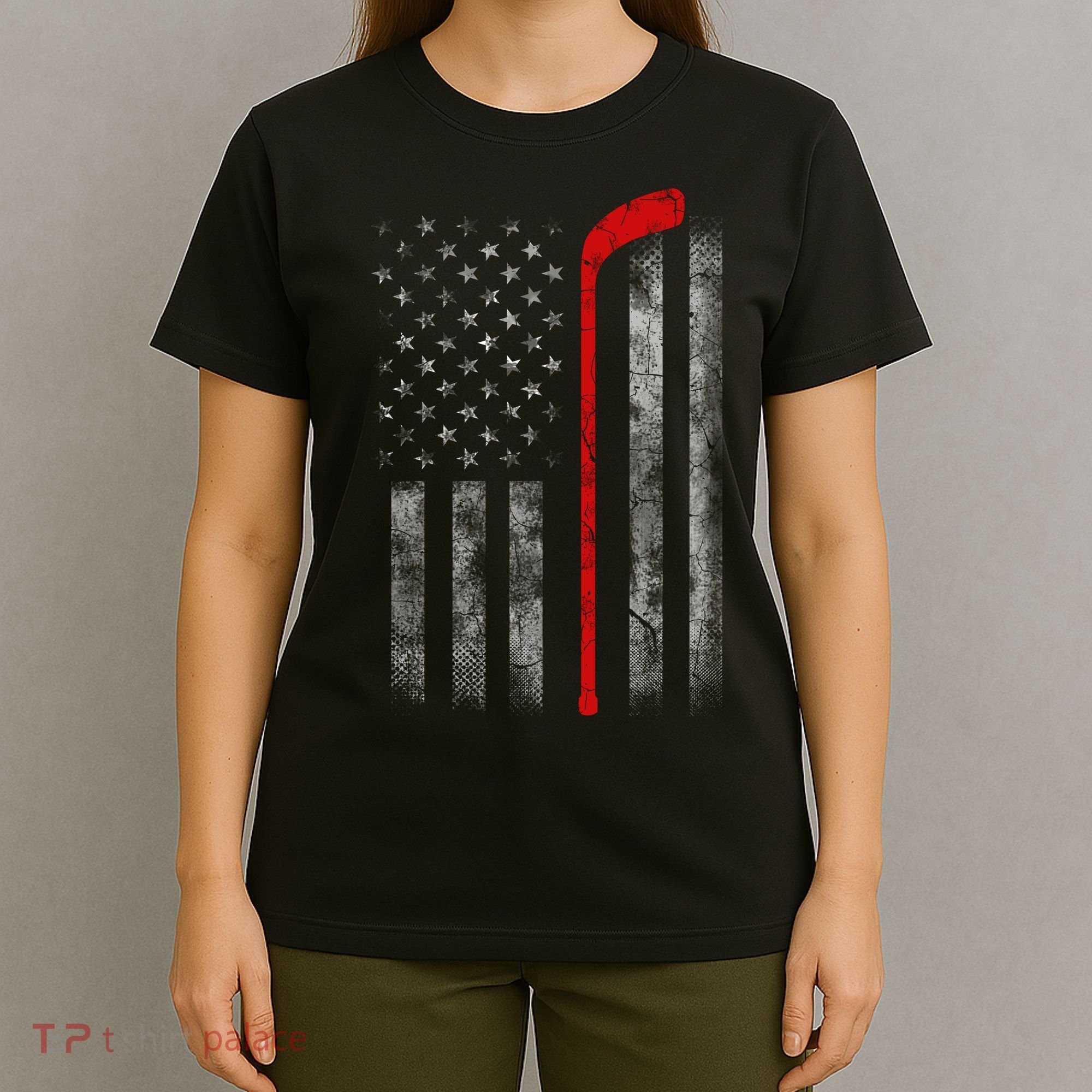 Hockey American Flag T-Shirt
