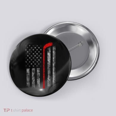 Hockey American Flag Button