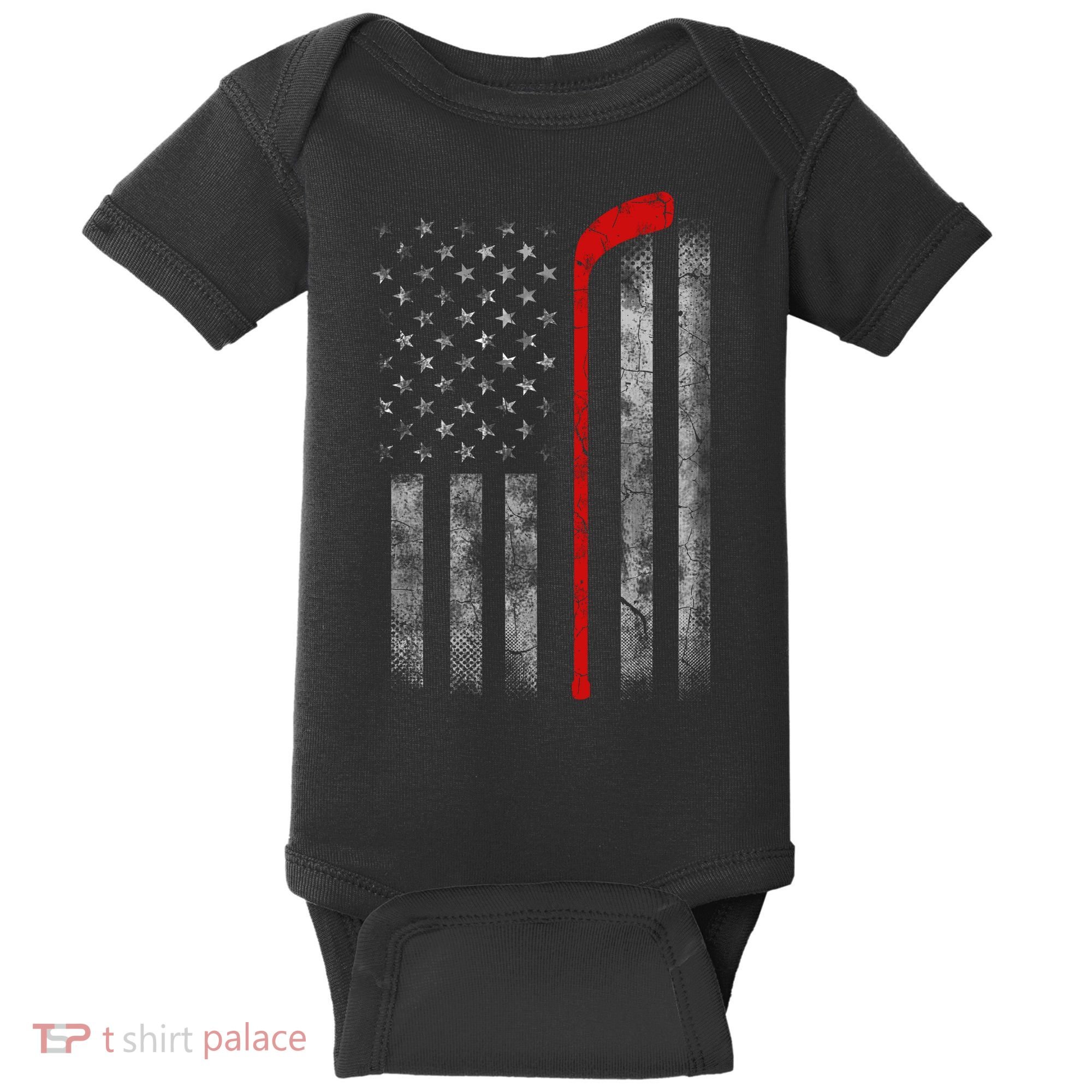 Hockey American Flag Baby Bodysuit
