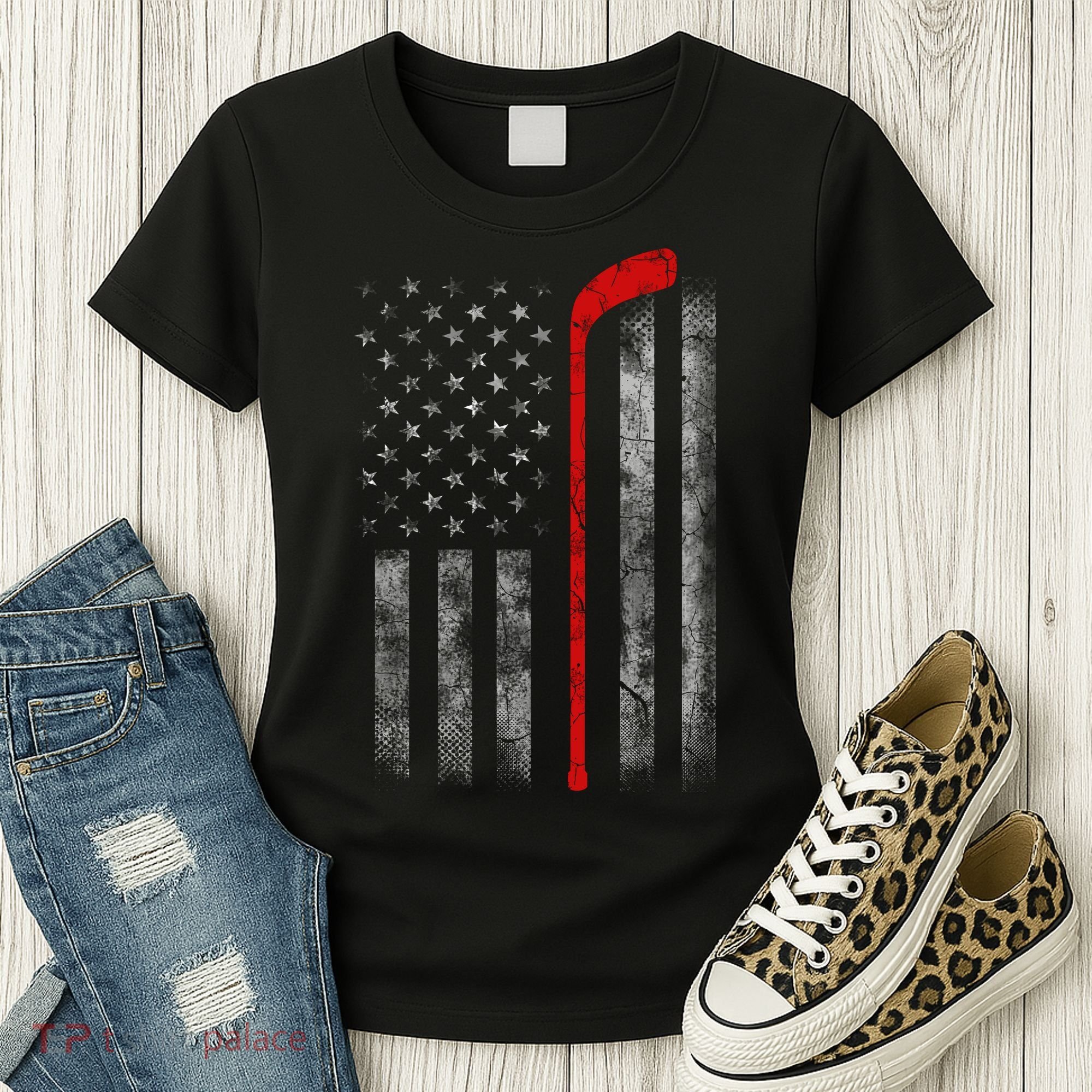 Hockey American Flag Women's T-Shirt