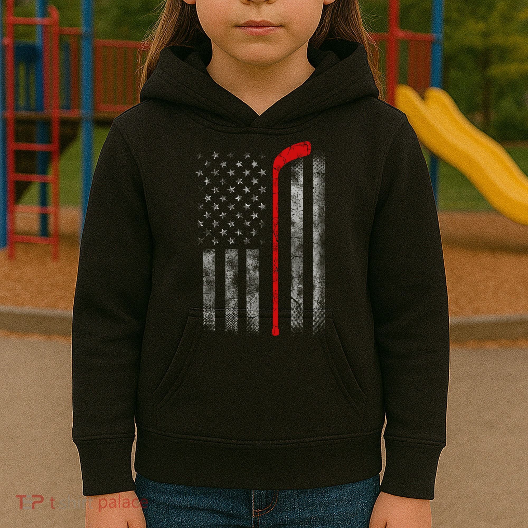 Hockey American Flag Kids Hoodie