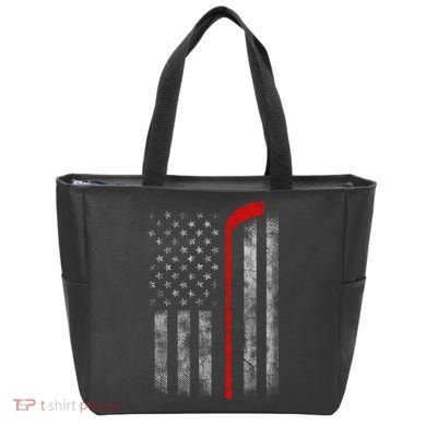 Hockey American Flag Tote Bag
