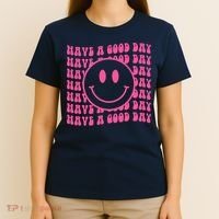 Have A Good Day Retro Smile Face Happy Face Preppy Aesthetic T-Shirt thumb 4