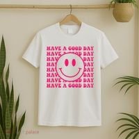 Have A Good Day Pink Smile Face Preppy Aesthetic Trendy T-Shirt thumb 2