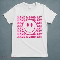 Have A Good Day Pink Smile Face Preppy Aesthetic Trendy T-Shirt thumb 5
