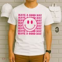 Have A Good Day Pink Smile Face Preppy Aesthetic Trendy T-Shirt thumb 6