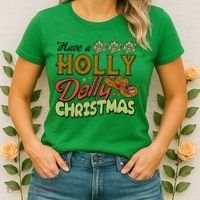 Have A Holly Dolly Christmas Funny Xmas Gift Women's T-Shirt thumb 2
