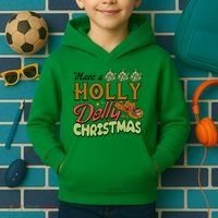 Have A Holly Dolly Christmas Funny Xmas Gift Kids Hoodie thumb 2