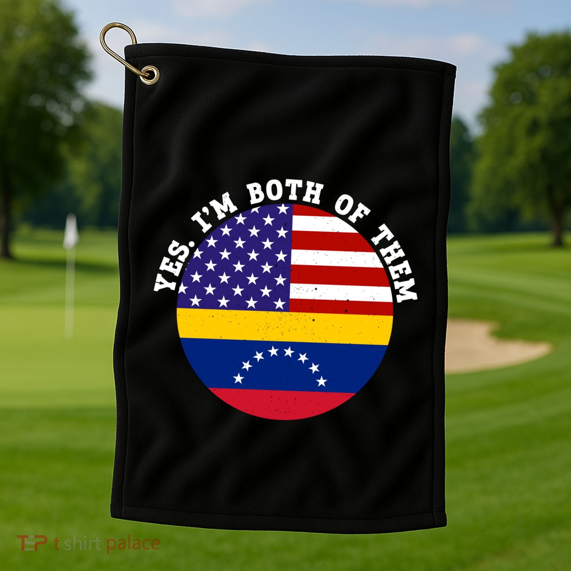 Half American Half Venezuela Usa Flag Cool Gift Golf Towel