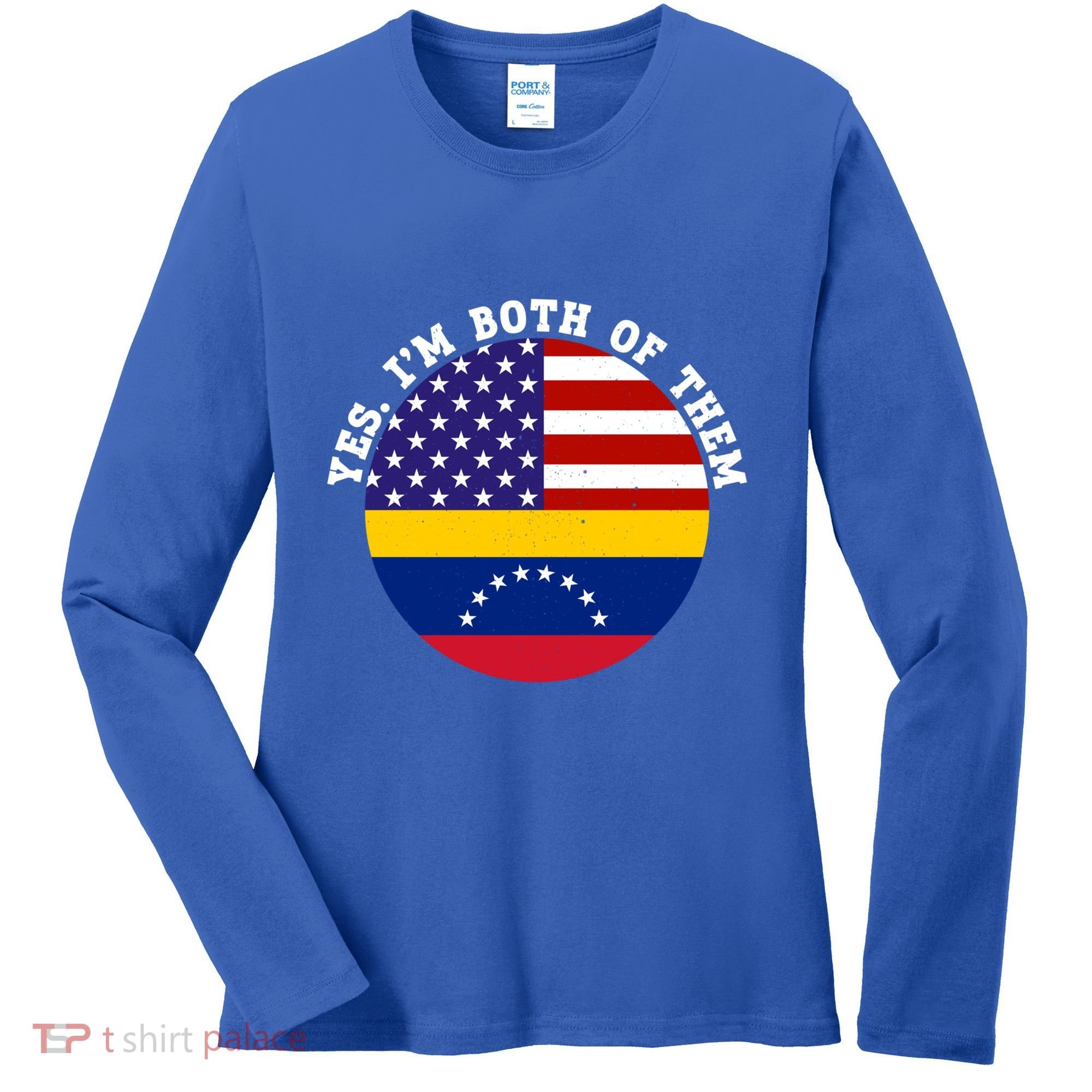 Half American Half Venezuela Usa Flag Cool Gift Women's Long Sleeve Shirt