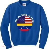 Half American Half Venezuela Usa Flag Cool Gift Kids Sweatshirt thumb 0