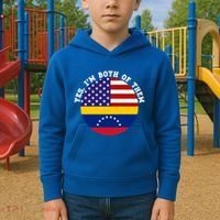 Half American Half Venezuela Usa Flag Cool Gift Kids Hoodie thumb 2