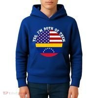 Half American Half Venezuela Usa Flag Cool Gift Kids Hoodie thumb 4