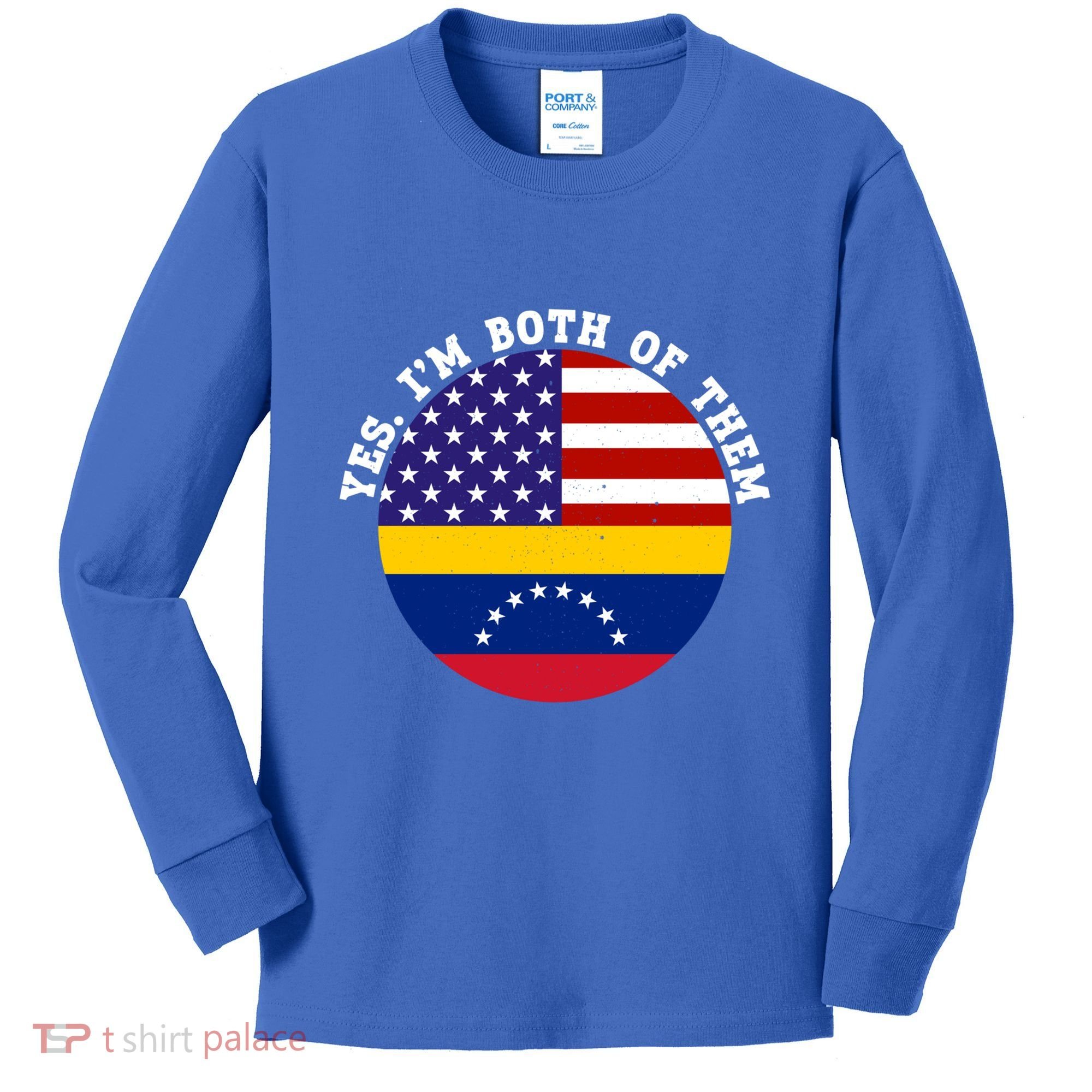 Half American Half Venezuela Usa Flag Cool Gift Kids Long Sleeve Shirt