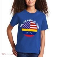 Half American Half Venezuela Usa Flag Cool Gift Kids T-Shirt thumb 2