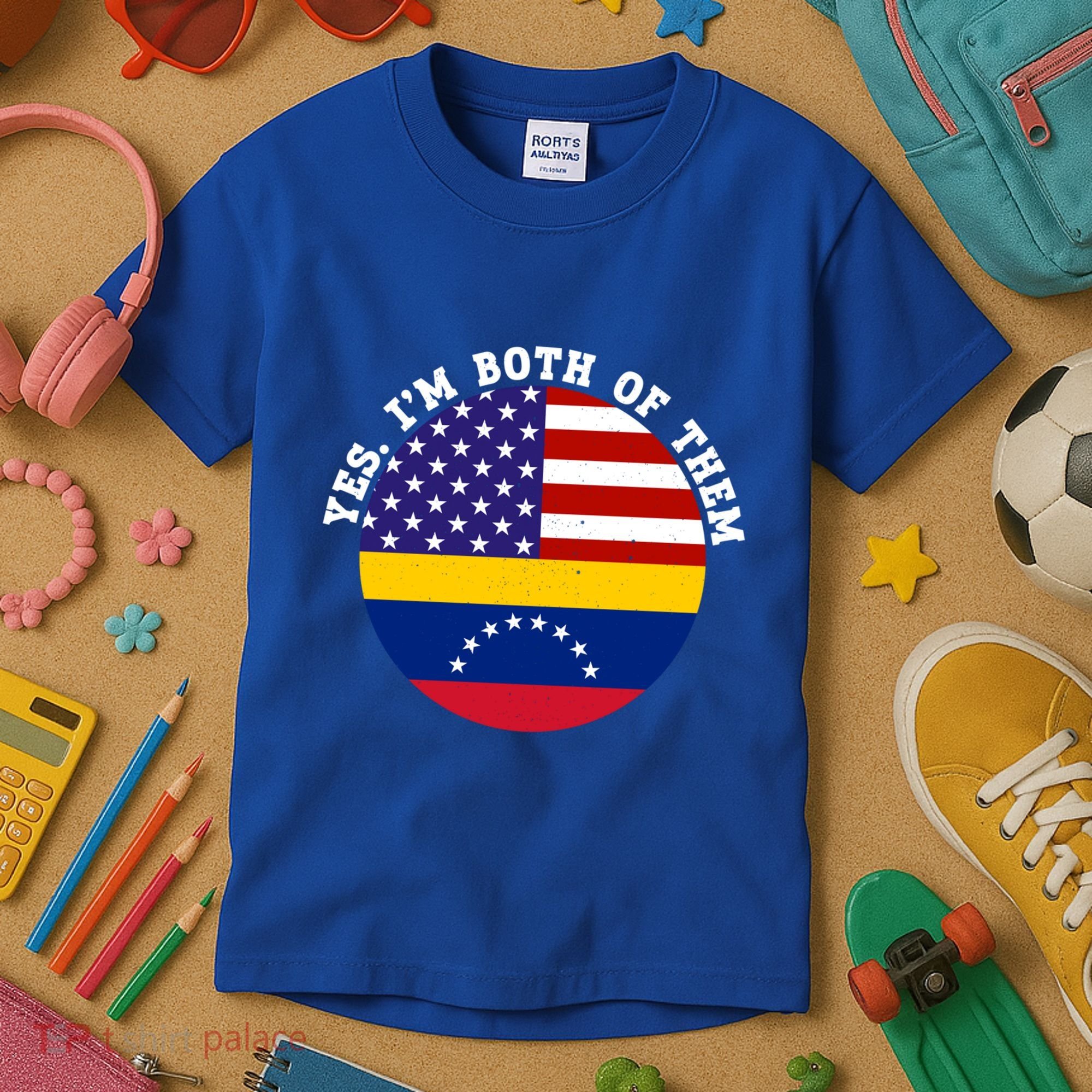Half American Half Venezuela Usa Flag Cool Gift Kids T-Shirt