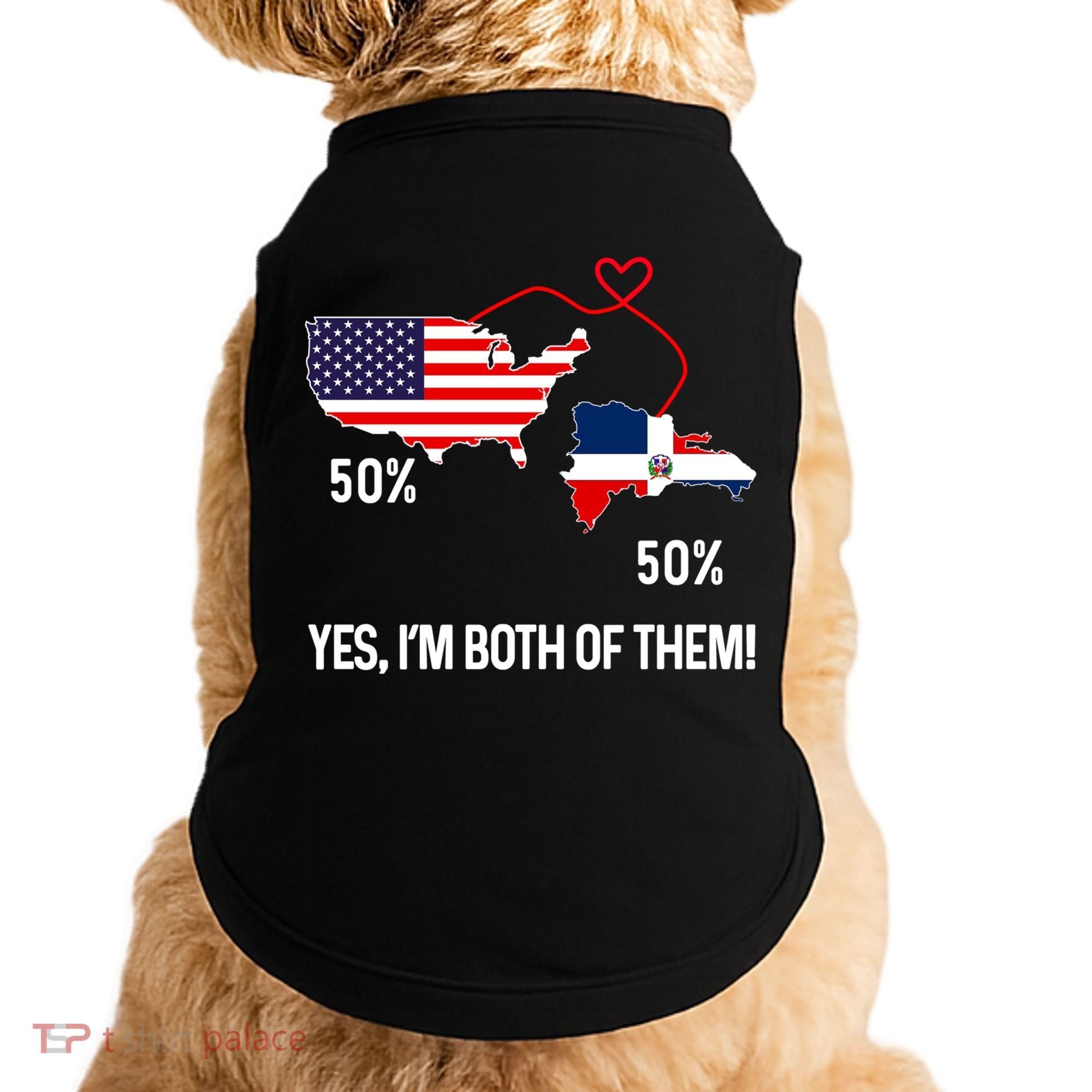 Half American Half Dominican Flag Combined Rd Usa Pride Meaningful Gift Doggie Tank
