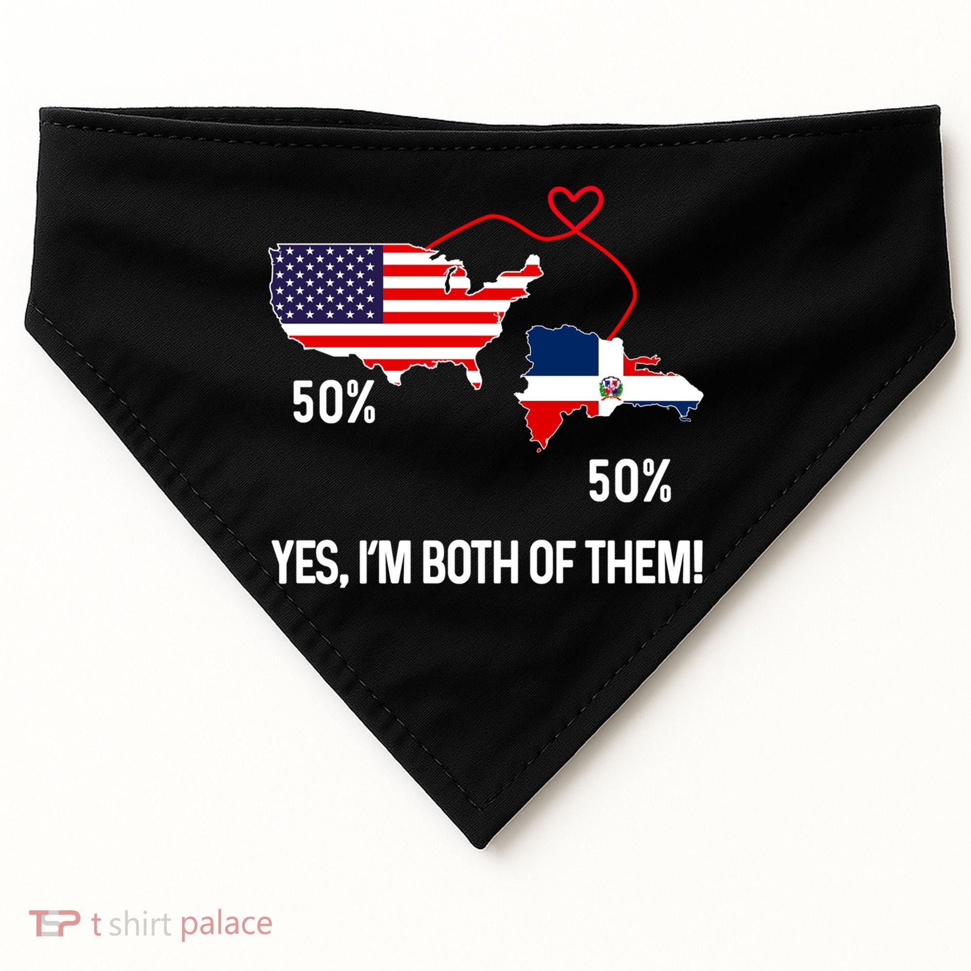 Half American Half Dominican Flag Combined Rd Usa Pride Meaningful Gift USA-Made Doggie Bandana