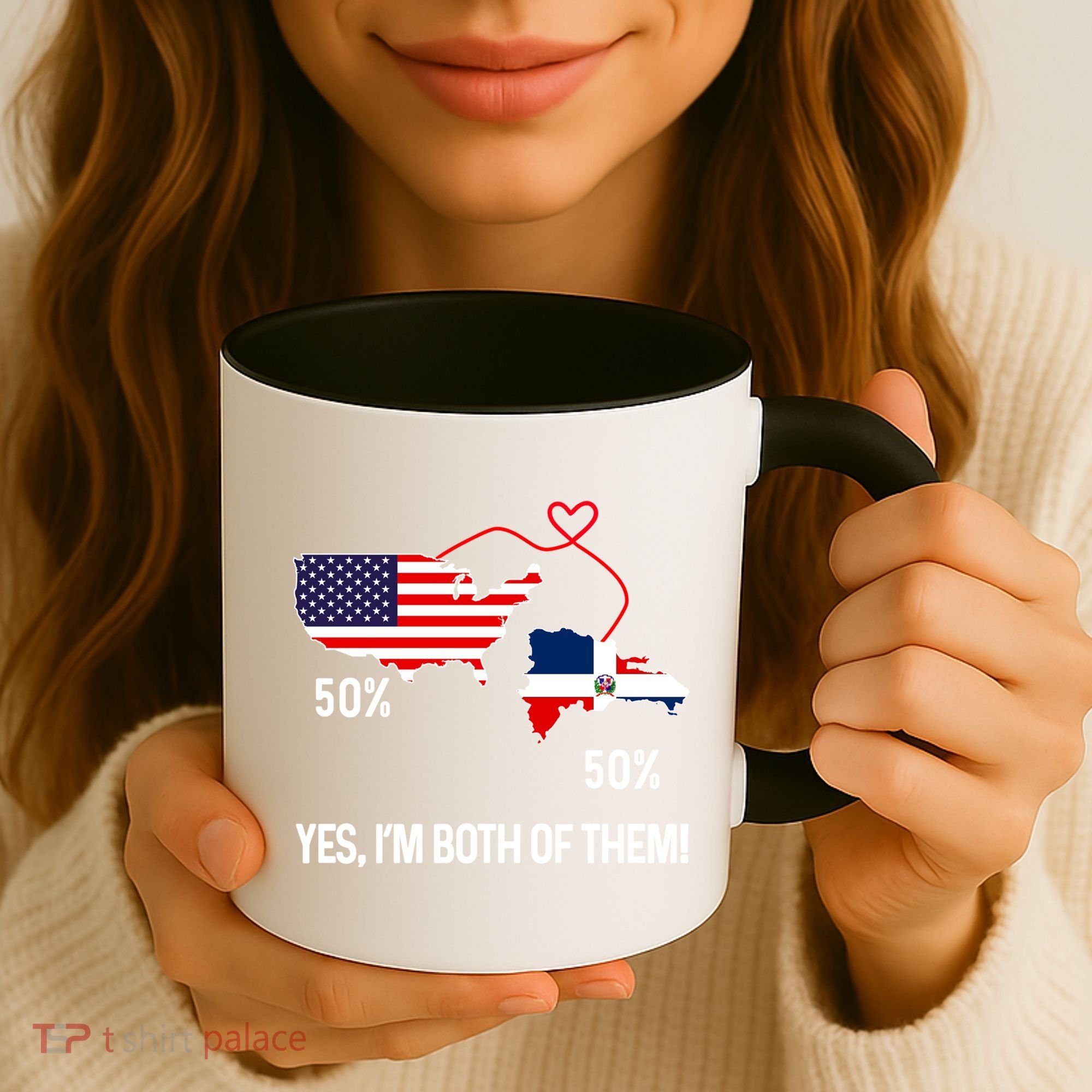 Half American Half Dominican Flag Combined Rd Usa Pride Meaningful Gift Coffee Mug