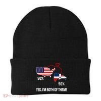 Half American Half Dominican Flag Combined Rd Usa Pride Meaningful Gift Beanie thumb 0