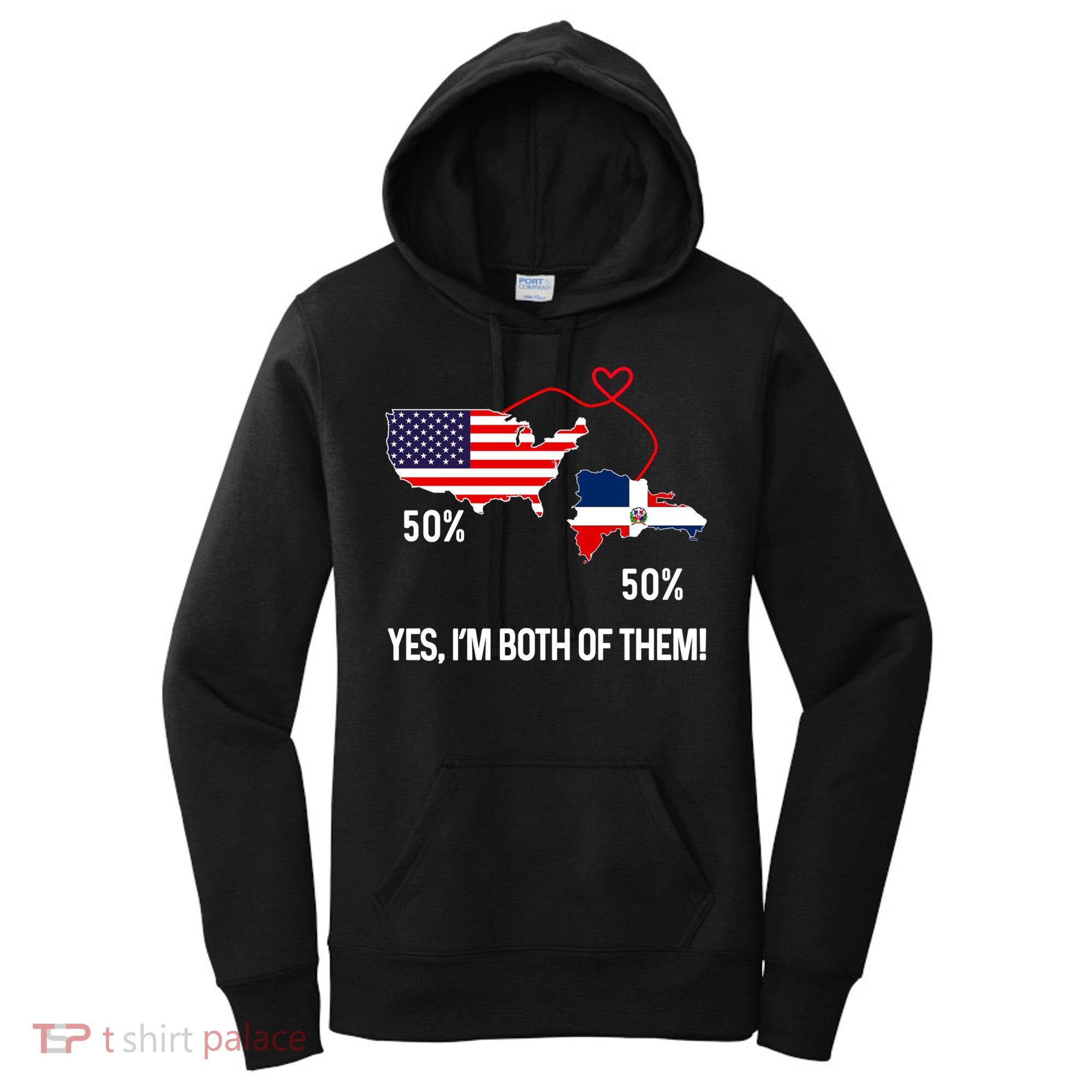Half American Half Dominican Flag Combined Rd Usa Pride Meaningful Gift Women's Hoodie