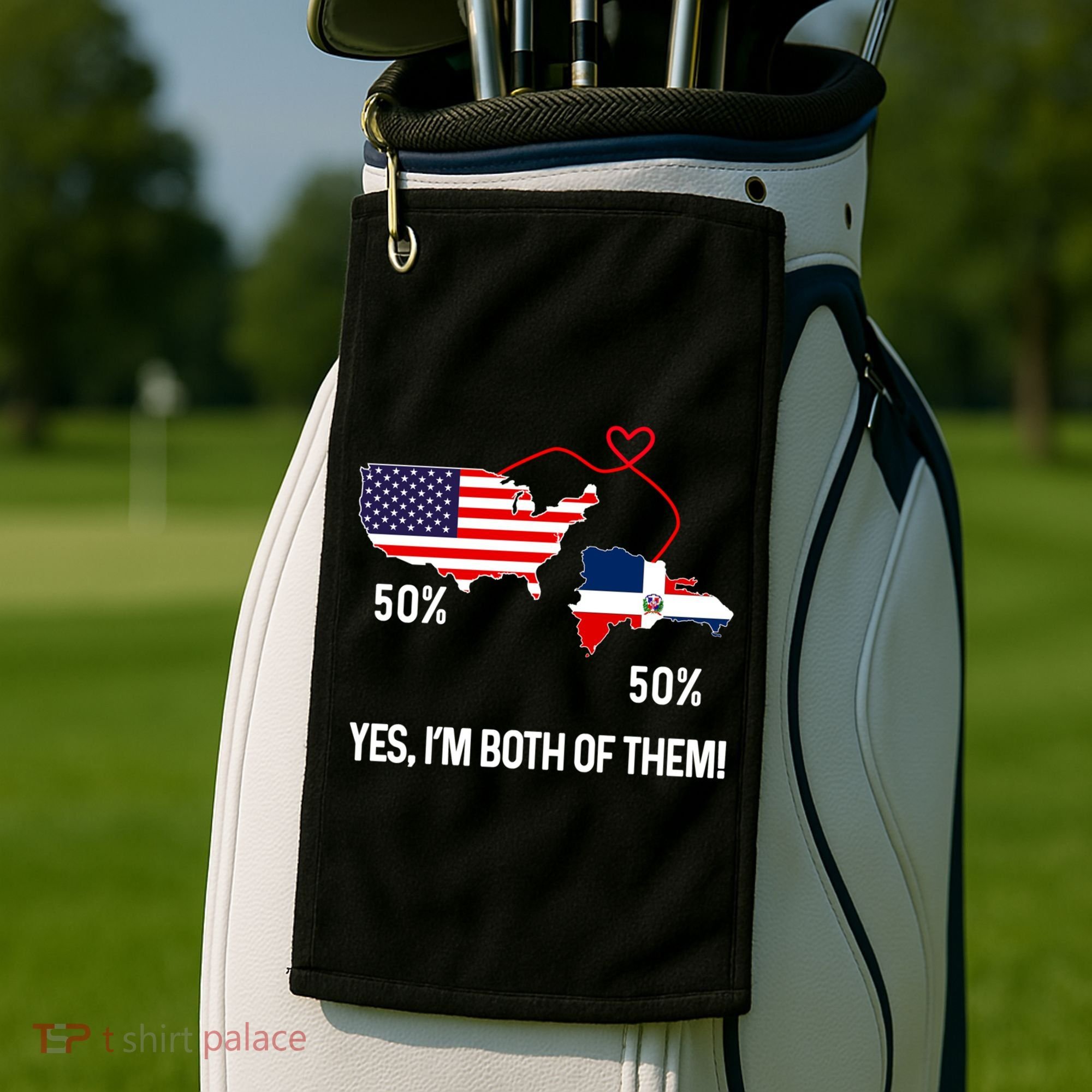 Half American Half Dominican Flag Combined Rd Usa Pride Meaningful Gift Golf Towel
