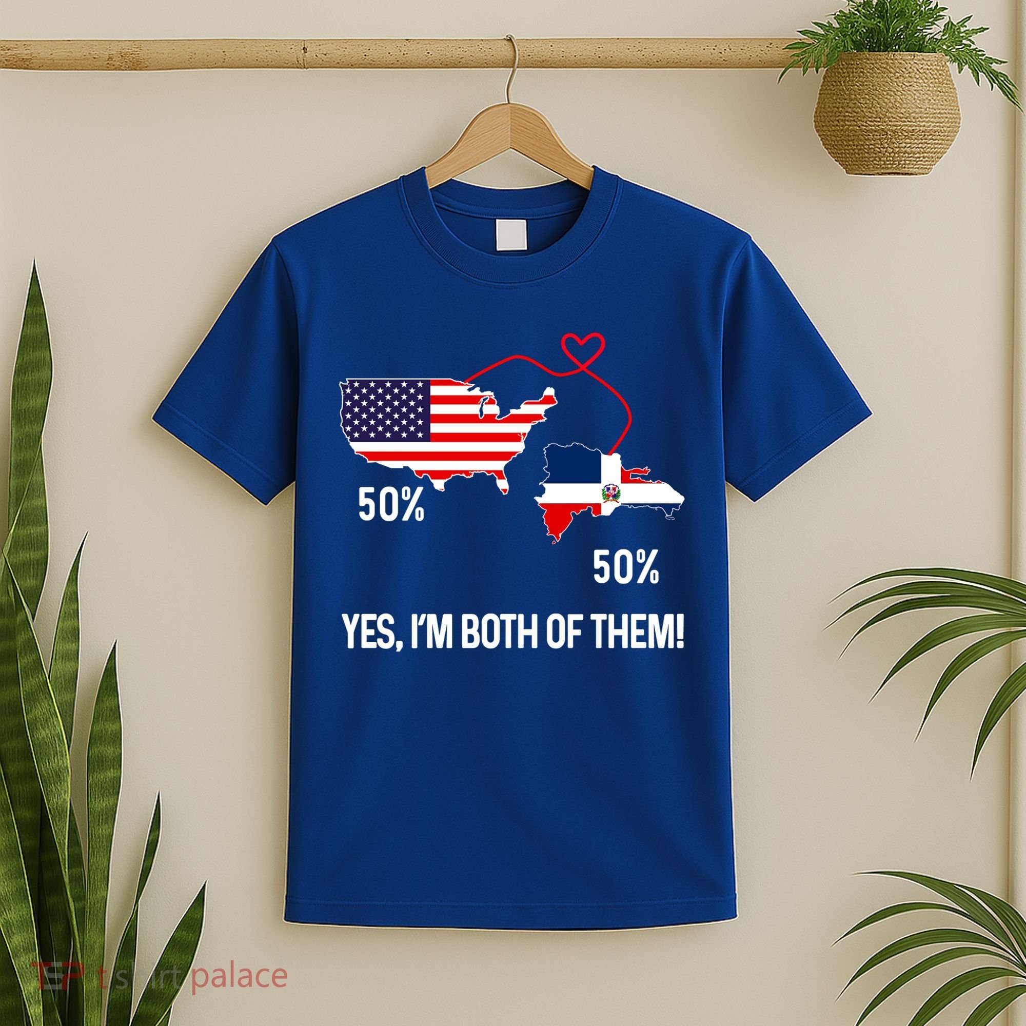 Half American Half Dominican Flag Combined Rd Usa Pride Meaningful Gift T-Shirt