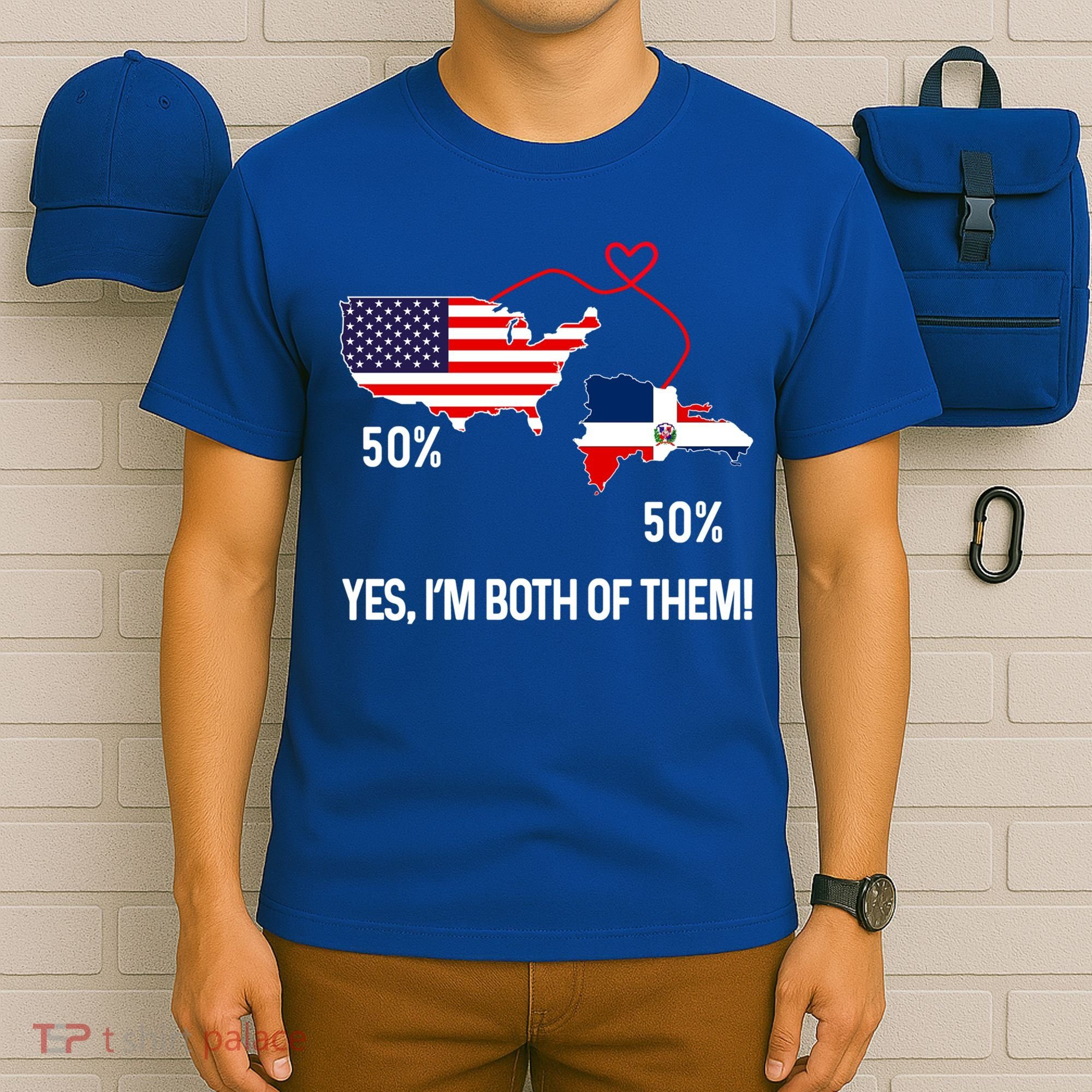 Half American Half Dominican Flag Combined Rd Usa Pride Meaningful Gift T-Shirt