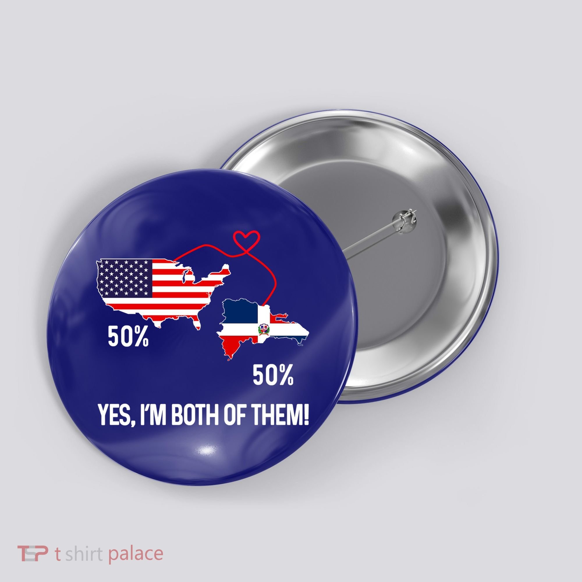 Half American Half Dominican Flag Combined Rd Usa Pride Meaningful Gift Button