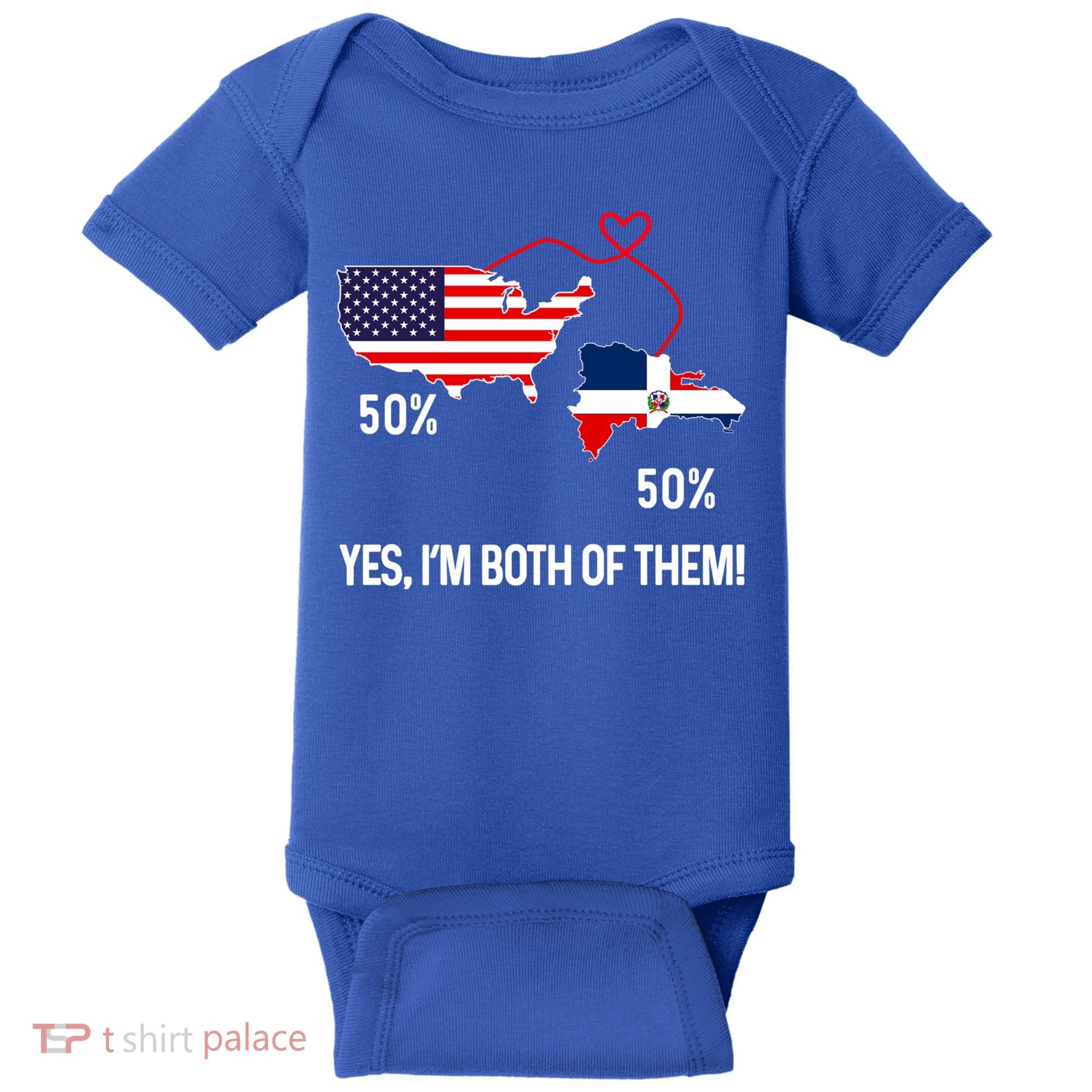 Half American Half Dominican Flag Combined Rd Usa Pride Meaningful Gift Baby Bodysuit