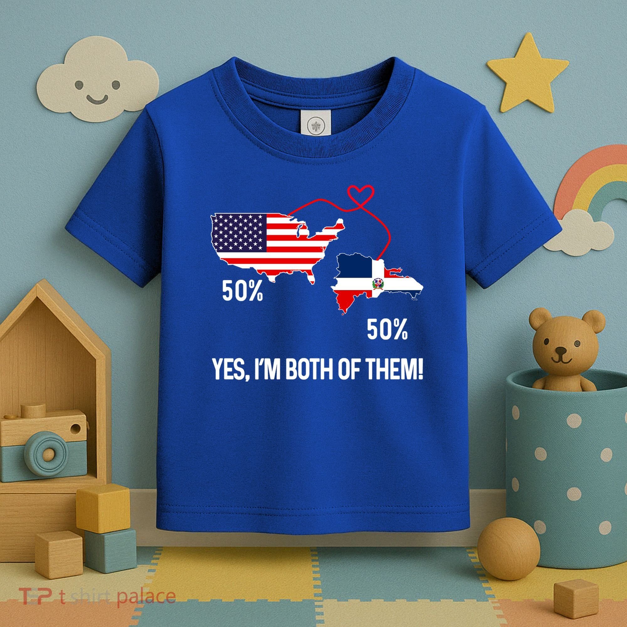 Half American Half Dominican Flag Combined Rd Usa Pride Meaningful Gift Toddler T-Shirt
