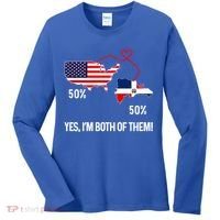 Half American Half Dominican Flag Combined Rd Usa Pride Meaningful Gift Women's Long Sleeve Shirt thumb 0