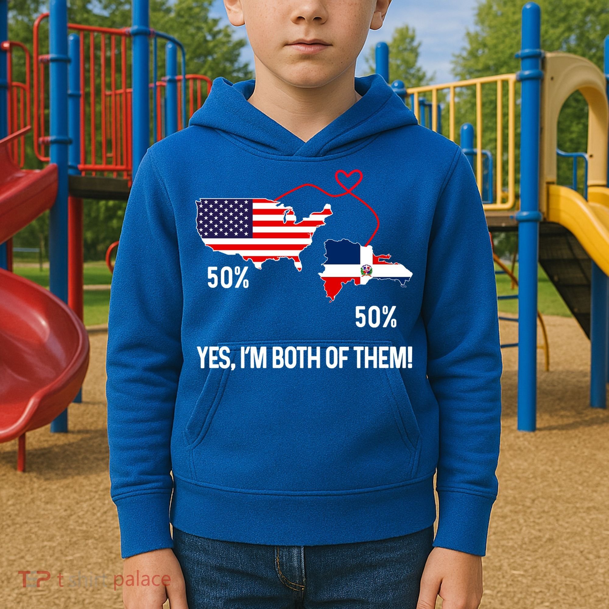 Half American Half Dominican Flag Combined Rd Usa Pride Meaningful Gift Kids Hoodie