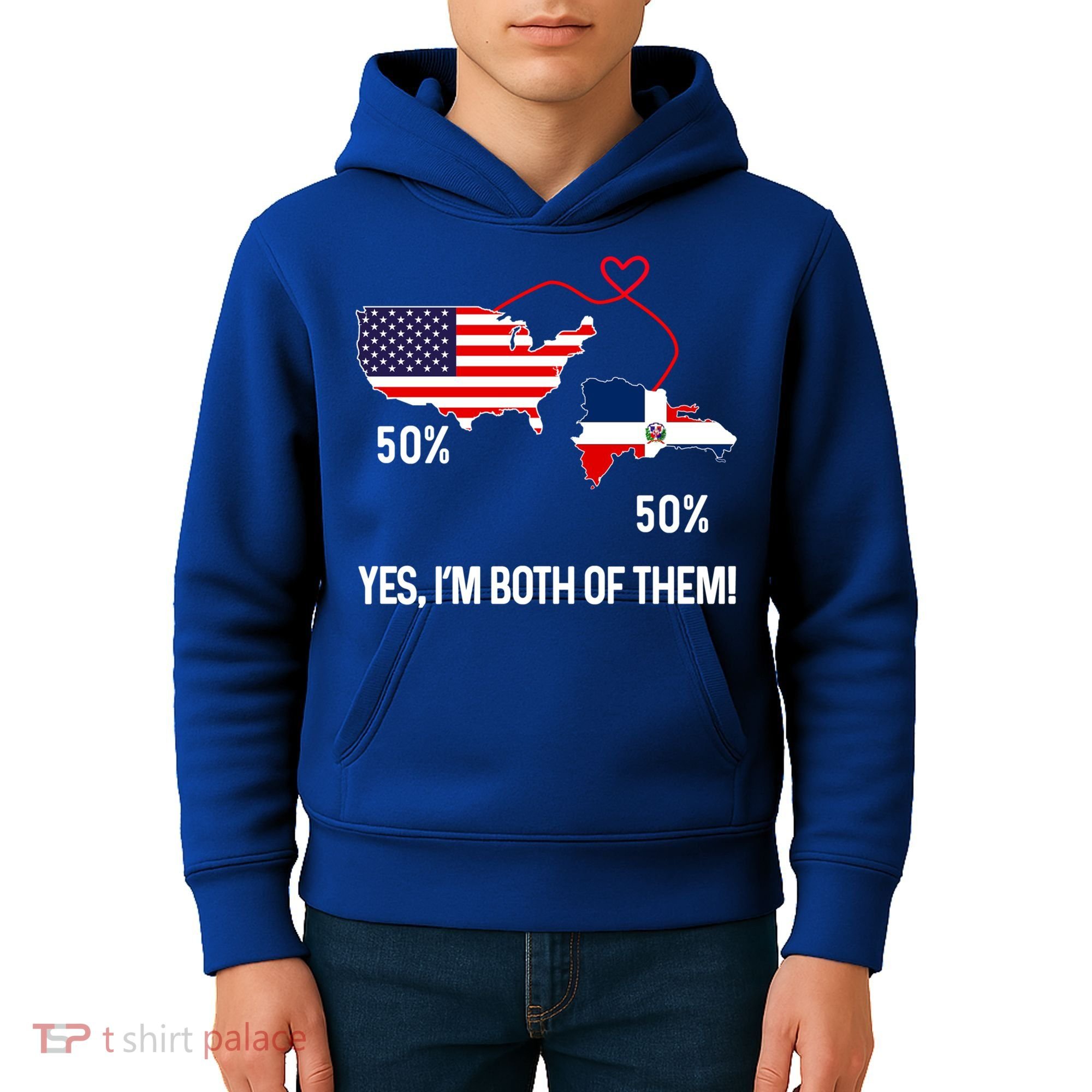Half American Half Dominican Flag Combined Rd Usa Pride Meaningful Gift Kids Hoodie