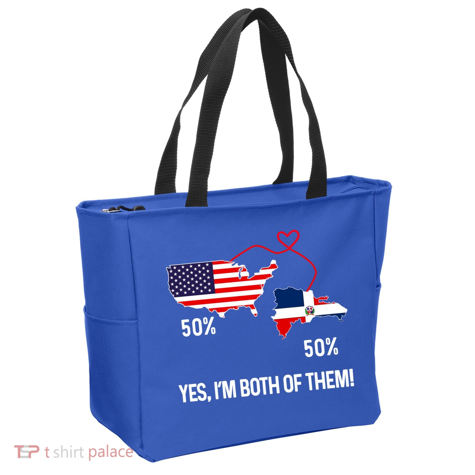 Half American Half Dominican Flag Combined Rd Usa Pride Meaningful Gift Tote Bag