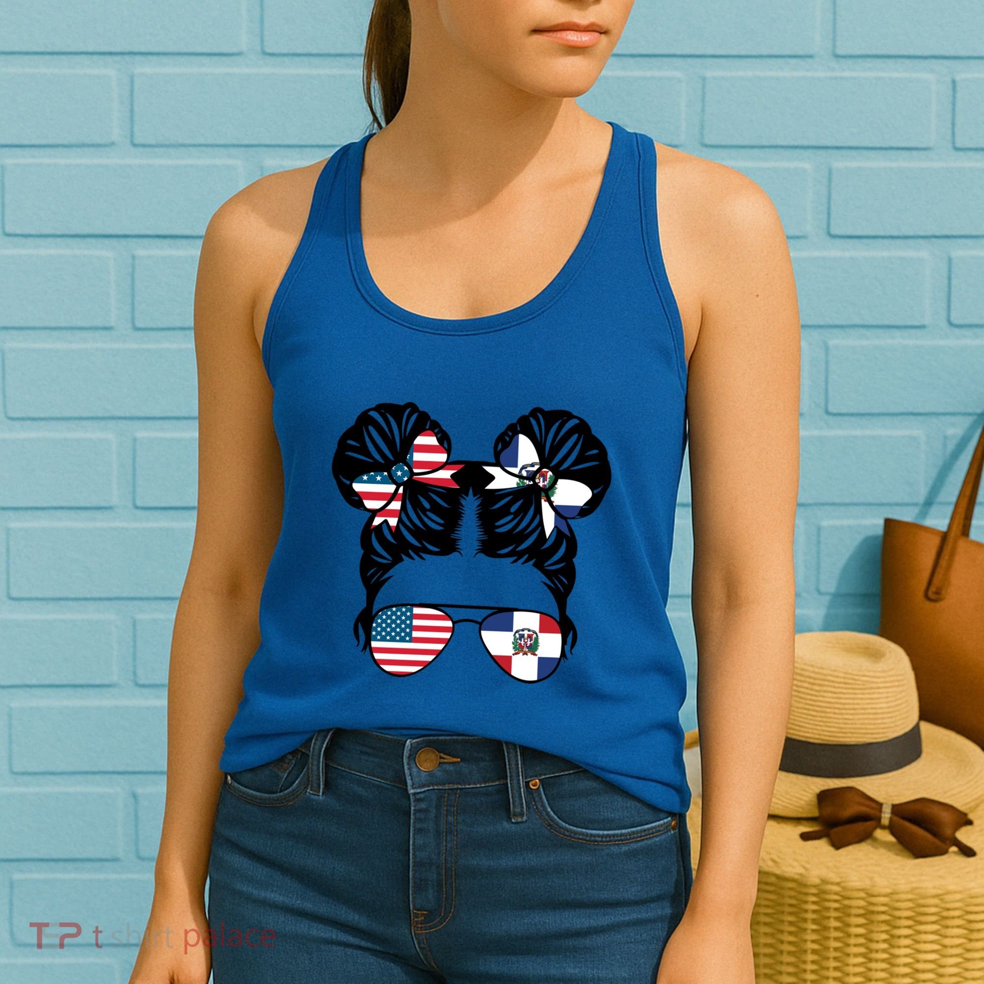 Half American Half Dominican Usa Dominica Flag Patriot Gift Women's Tank Top